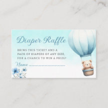 Boho Blue Teddy Oso Baby Shower Diaper Raffle