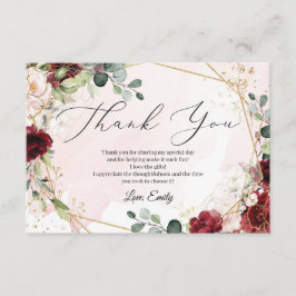 Tarjeta De Recepción Boho blush burgundy oro geométrico Bridal Shower