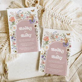 Tarjeta De Recepción Boho Blush Woodland Wildflower Books for Baby Girl