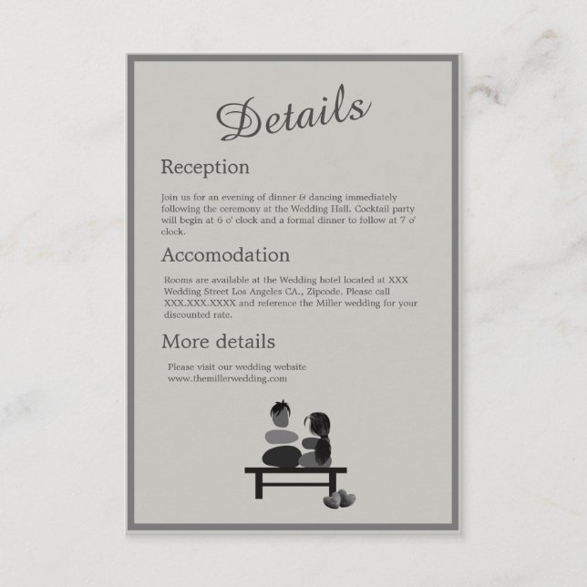 Tarjeta De Recepción Boho boda de la pareja Eternal Stone (Anverso)