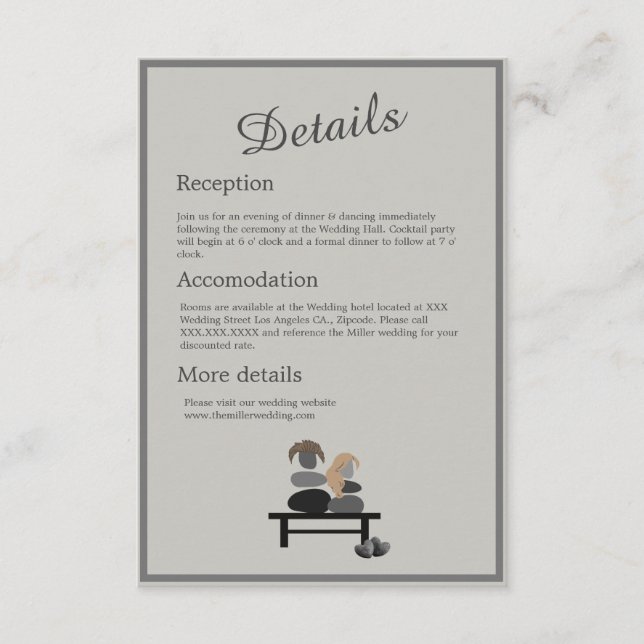 Tarjeta De Recepción Boho boda de la pareja Eternal Stone (Anverso)