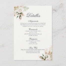 Tarjeta De Recepción Boho Bodas Españoles Detalles de la Boda