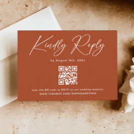 Tarjeta De Recepción Boho Boho Boda Terracotta RSVP Código QR