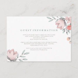 Tarjeta De Recepción Boho Botánico Rústico Detalles Coral y Gris
