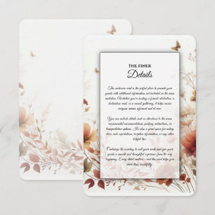 Tarjeta De Recepción Boho Browns con Mariposas Boda Floral