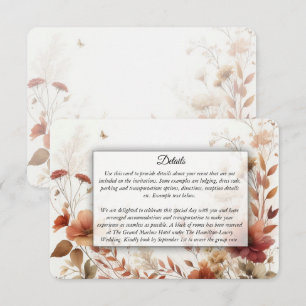 Tarjeta De Recepción Boho Browns con Mariposas Floral Boda