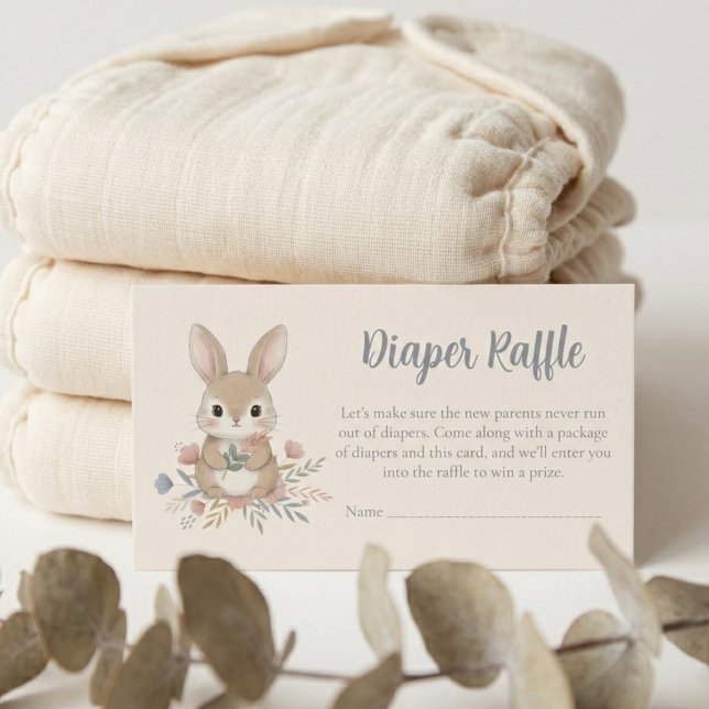 Tarjeta De Recepción Boho Bunny Watercolor Diaper Raffle (Boho bunny diaper raffle shower game)