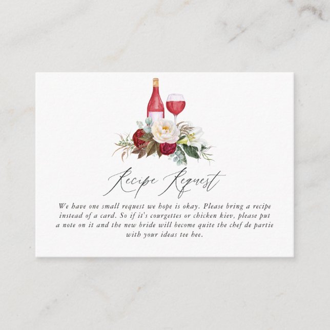 Tarjeta De Recepción Boho Burgundy Floral Wine Tasting Bridal Shower (Anverso)
