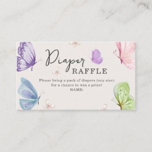 Tarjeta De Recepción Boho Butterfly Baby Shower Diaper Raffle Card