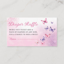 Boho Butterfly Baby Shower Diaper Raffle Ticket