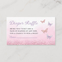 Boho Butterfly Baby Shower Diaper Raffle Ticket