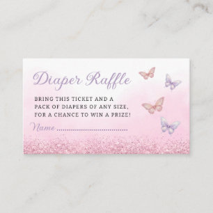Tarjeta De Recepción Boho Butterfly Baby Shower Diaper Raffle Ticket