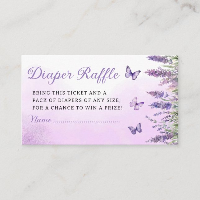 Tarjeta De Recepción Boho Butterfly Baby Shower Diaper Raffle Ticket (Anverso)