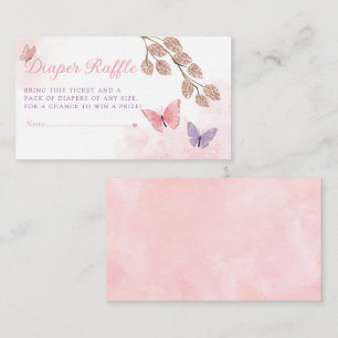 Tarjeta De Recepción Boho Butterfly Baby Shower Diaper Raffle Ticket