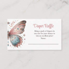 Tarjeta De Recepción Boho Butterfly Diaper Raffle Ticket - Rubor Pink