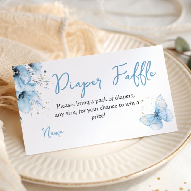 Tarjeta De Recepción Boho Butterfly Floral Blue Boy Baby Shower Diaper (Subido por el creador)