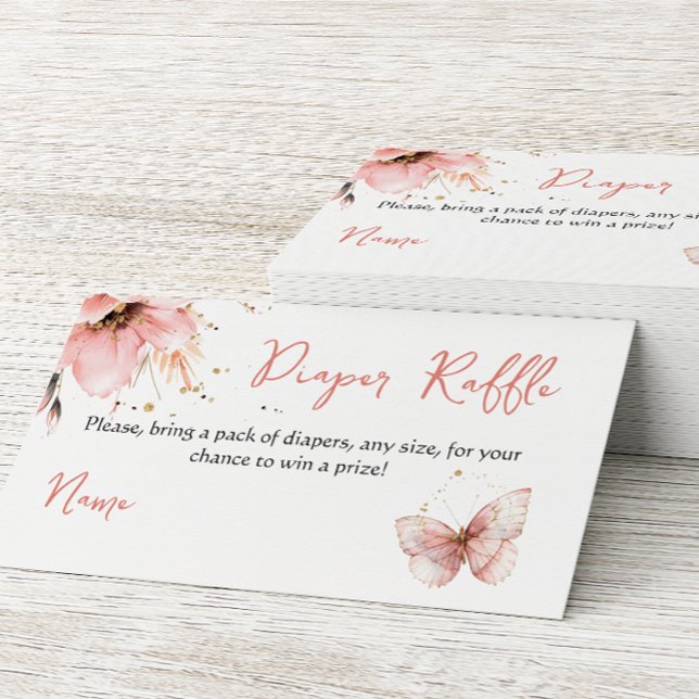 Tarjeta De Recepción Boho Butterfly Pink Floral Girl Baby Shower Diaper (Subido por el creador)