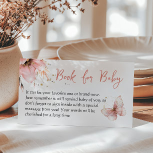 Tarjeta De Recepción Boho Butterfly Rosa Floral Libro Para Baby Shower