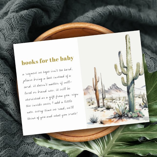 Tarjeta De Recepción Boho Cacti Desert Landscape Books Para Baby Shower (Subido por el creador)