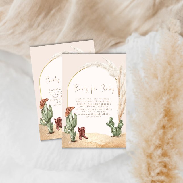 Tarjeta De Recepción Boho Cactus Arch Desert Cowboy Libros Baby Shower (Boho Cactus Arch Desert Cowboy Books Baby Shower Enclosure Card)