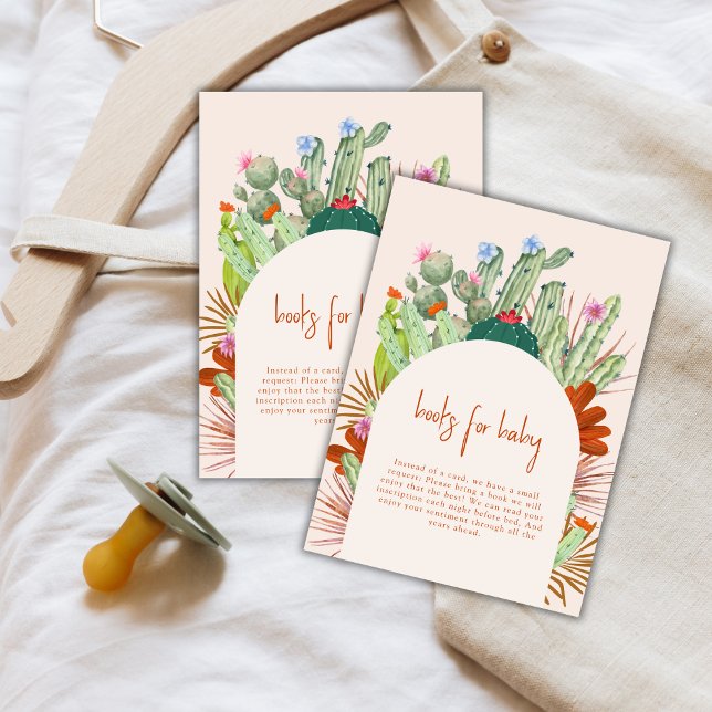 Tarjeta De Recepción Boho Cactus Arch Desert Pampas Libros Baby Shower (Boho Cactus Arch Desert Pampas Books Baby Shower Enclosure Card)