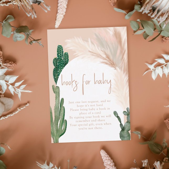 Tarjeta De Recepción Boho cactus pampas arch baby traer un libro (Subido por el creador)