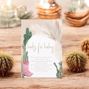 Tarjeta De Recepción Boho cactus pampas botas bebé traer un libro