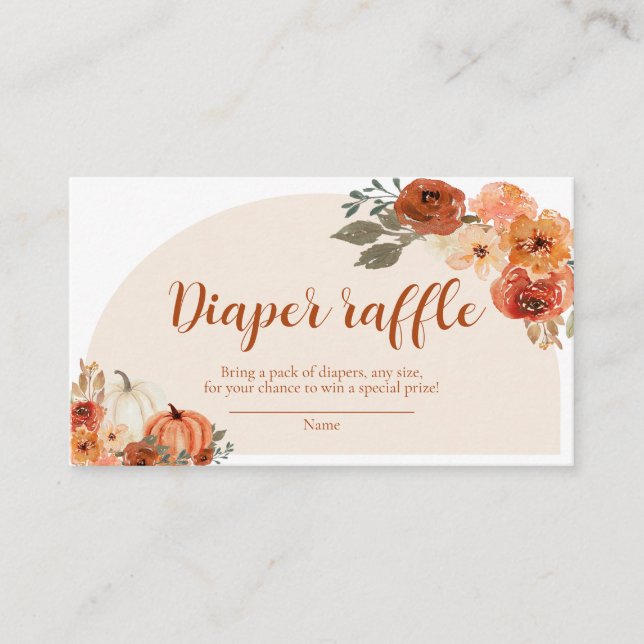 Tarjeta De Recepción Boho Cae Pequeña Calabaza Diaper Raffle Baby Showe (Anverso)