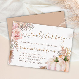 Tarjeta De Recepción Boho Calabaza Cae Libros Florales para Bebés Solic
