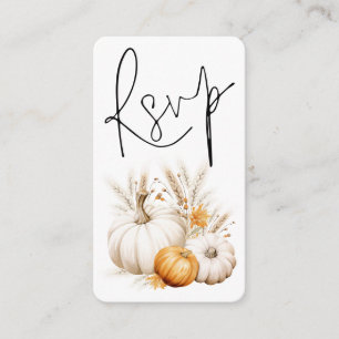 Tarjeta De Recepción Boho Calabazas Script QR Boda de código RSVP