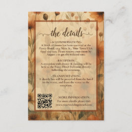 Tarjeta De Recepción Boho Chic Sienna Floral Wedding Details QR Code