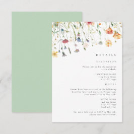 Tarjeta De Recepción Boho Chic Wildflower Wedding Details