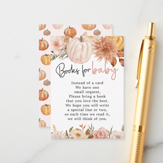 Tarjeta De Recepción Boho Chica Calabaza Libros Para Bebés (Anverso/Reverso In Situ)