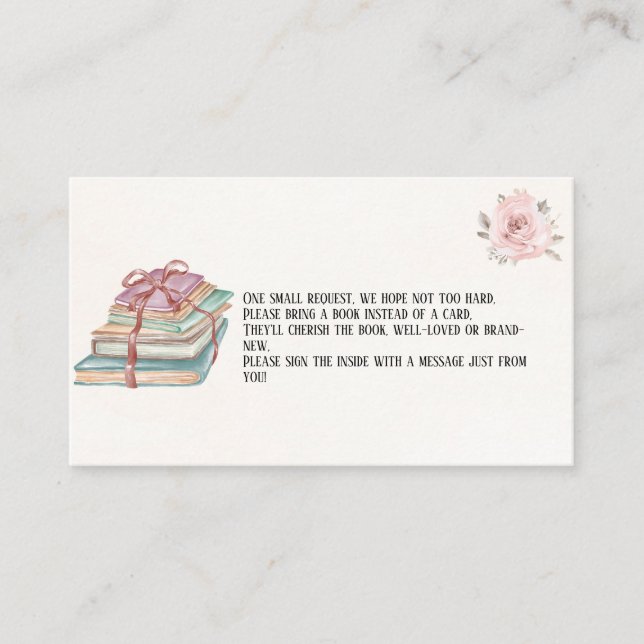 Tarjeta De Recepción Boho Chica Rosa de la Tierra Libros para el bebé (Anverso)