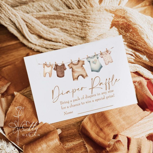 Tarjeta De Recepción Boho Clothes Baby Shower Diaper Raffle (Subido por el creador)