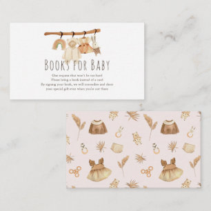 Tarjeta De Recepción Boho Clothesline Chica Baby Shower Libros para beb