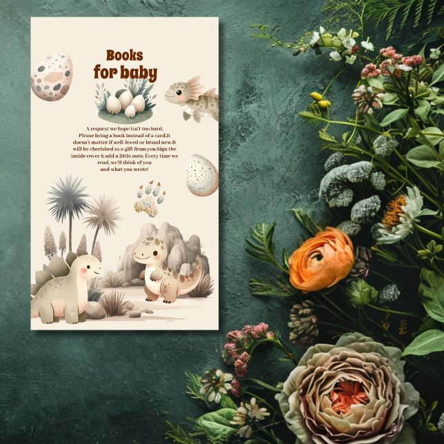 Tarjeta De Recepción Boho Cute Hatching pronto Libros de Dinosaurios pa (Subido por el creador)