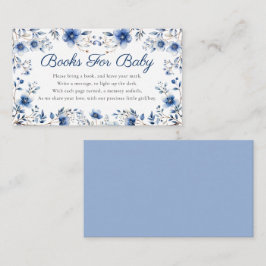 Tarjeta De Recepción Boho Dark & Dusty Blue Wildflowers Libros para beb