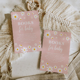 Tarjeta De Recepción Boho de Rubor Daisy florece libros para bebé niña