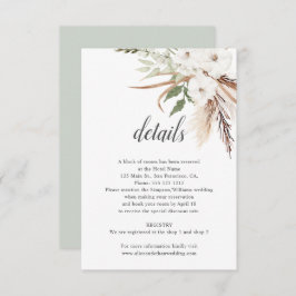 Tarjeta De Recepción Boho deja detalles de Boda de Grass Pampa