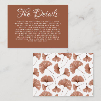 Tarjeta De Recepción Boho Detalles del Boda Botánico Terracotta Ginkgo