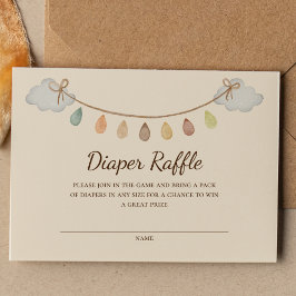 Tarjeta De Recepción Boho Dinosaur Beige Baby Shower Diaper Raffle