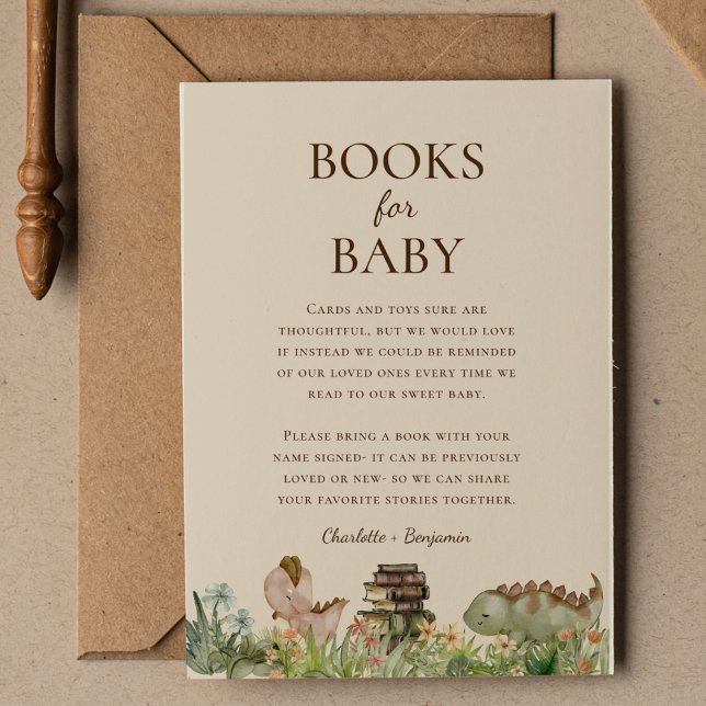 Tarjeta De Recepción Boho Dinosaur Beige Baby Shower Libros Para Bebés (Subido por el creador)