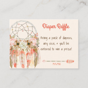 Tarjeta De Recepción Boho Dream Catcher Baby Shower Diaper Raffle