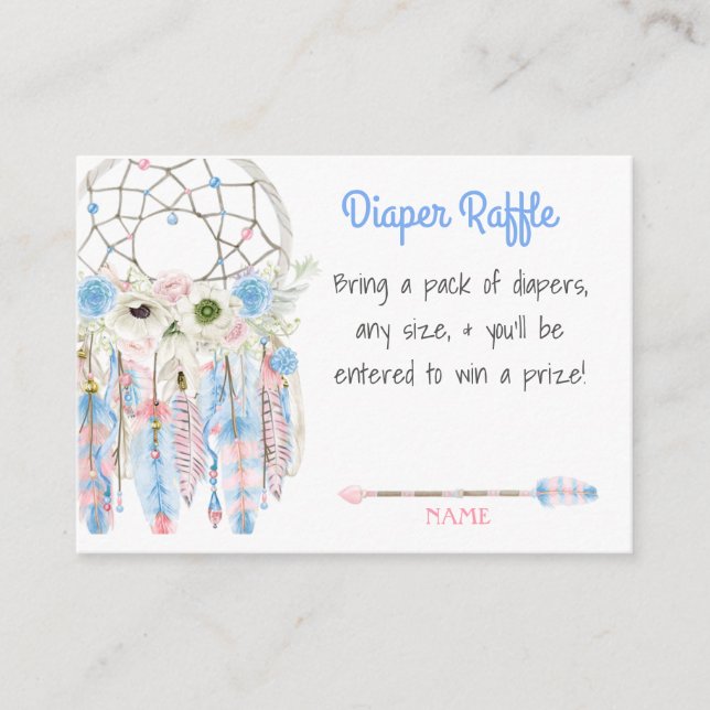 Tarjeta De Recepción Boho Dream Catcher Baby Shower Diaper Raffle (Anverso)