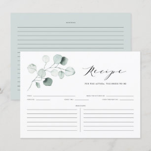 Tarjeta De Recepción Boho Dusty Green Eucalyptus deja receta de ducha
