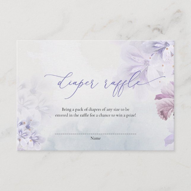 Tarjeta De Recepción Boho Dusty purple primavera flores diaper raffle (Anverso)