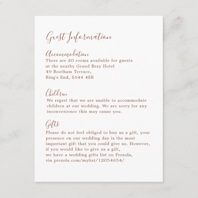 Tarjeta De Recepción Boho Earthy Botanelegante Invitado De Marfil (Anverso)