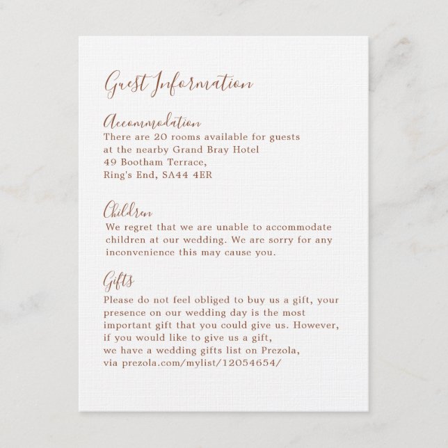 Tarjeta De Recepción Boho Earthy Botanelegante Invitado De Marfil (Anverso)