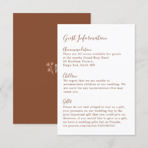 Tarjeta De Recepción Boho Earthy Botanelegante Invitado De Marfil